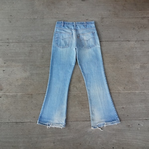 Botton Fly ,faded Jeans, Vintage 80s Big John Big Bell Bottom W28 L32 , Low  Waist W29 ,ripped , Distressed , Hippie,cool,hipster 