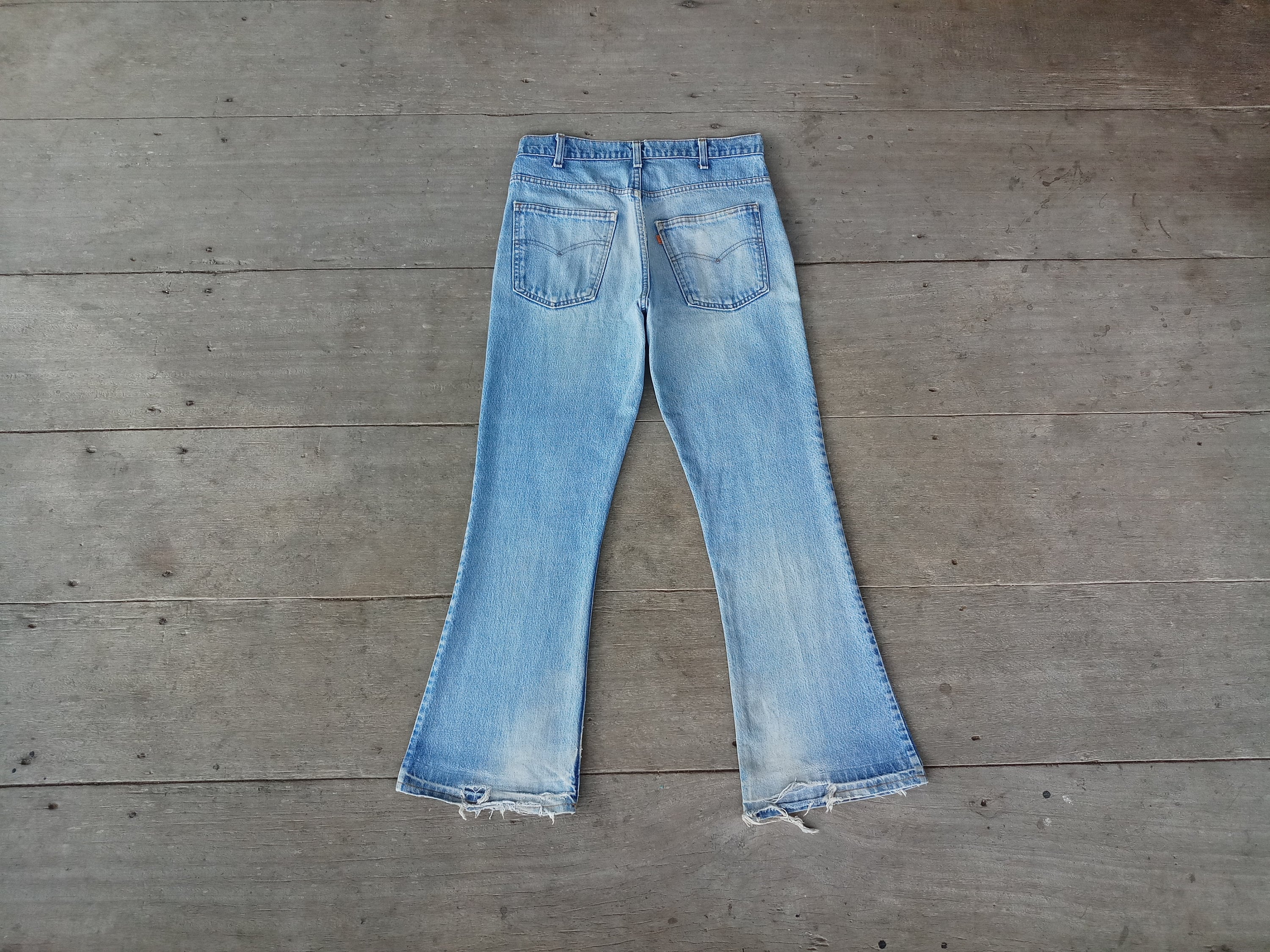Faded Jeans, Vintage 70s 80s Levis 646 Orange Tab Bell Bottom W32 