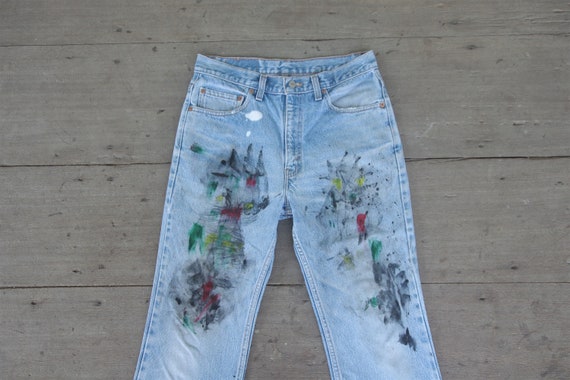 Faded vintage levis 517 painted W32 ,hippie Jeans