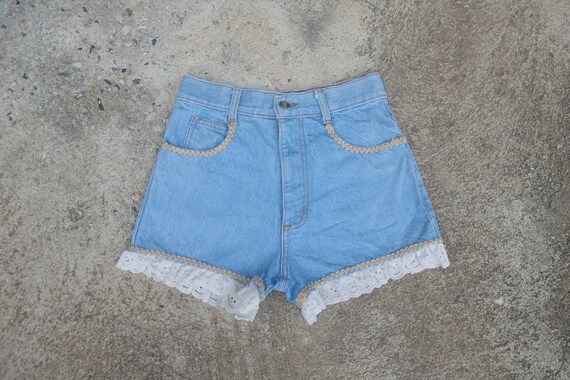 Vintage Denim Shorts: 80s California Concepts Lace Trim, W26 - Etsy
