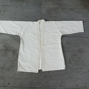 Vintage Sashiko Jacket: Natural Raw Cotton, Kendo Haori (Size L-XL)