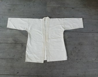 Vintage Sashiko Jacket: Natural Raw Cotton, Kendo Haori (Size L-XL)