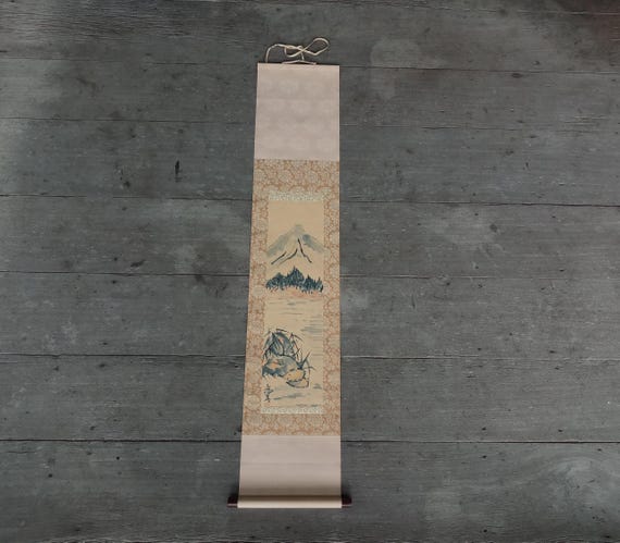 ヴィンテージの日本の絹の巻物：山水画 - Etsy 日本