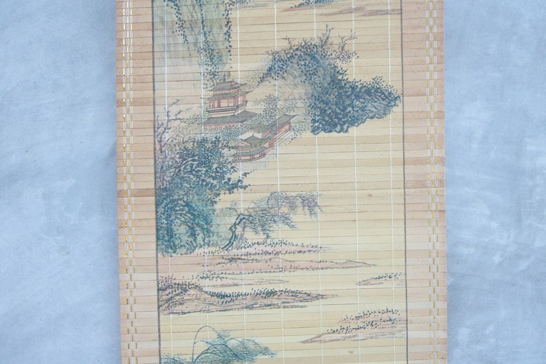 Wood,Japanese Art Asia,Japan Art,Wall Art,Home Decor,kakejiku Japanese scroll vintage Hanging Scroll japan Japanese man,stream,nature