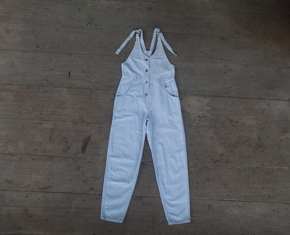 Vintage 70s Lee Denim Overalls: Women's Light Wash Bib Overalls