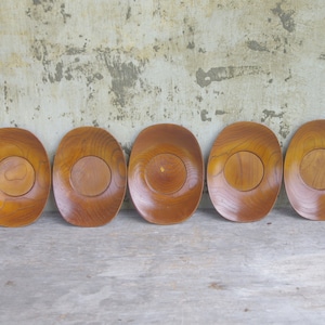 Wood Chataku Tea Saucers: Japanese Tea Ceremony Set of 5