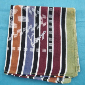 Vintage Kenzo Paris näsduk: Randig bomullsbandana (New Old Stock)