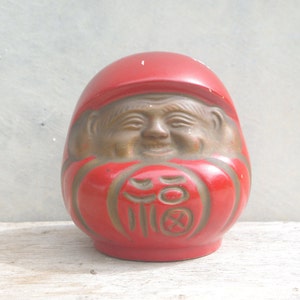 Vintage 50s Japanese Daruma Porcelain Doll, Zen ,Buddhism ,dolls Home decor Asian,japan doll good Lucky Daruma , antique japanese
