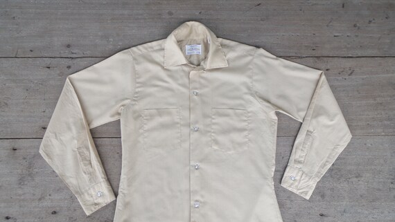 Vintage 60s Arrow Shirt: Khaki Cream Retro Button-up, Size S - Etsy