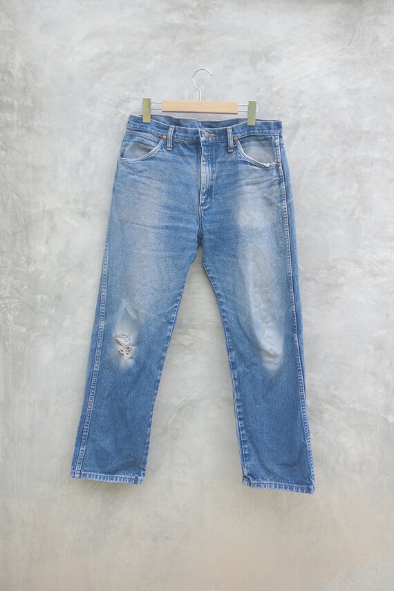 Faded jeans wrangler Blue Jeans W33,vintage jeans,