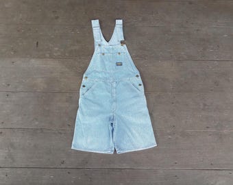 Vintage Oshkosh hickory Denim Overalls shorts : Union Made, Sanforized W32