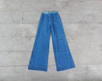 パンツ LEE / 70's denime pants bell bottoms Vintage 1970's RARE low waist button fly UNWORN Lee bell
