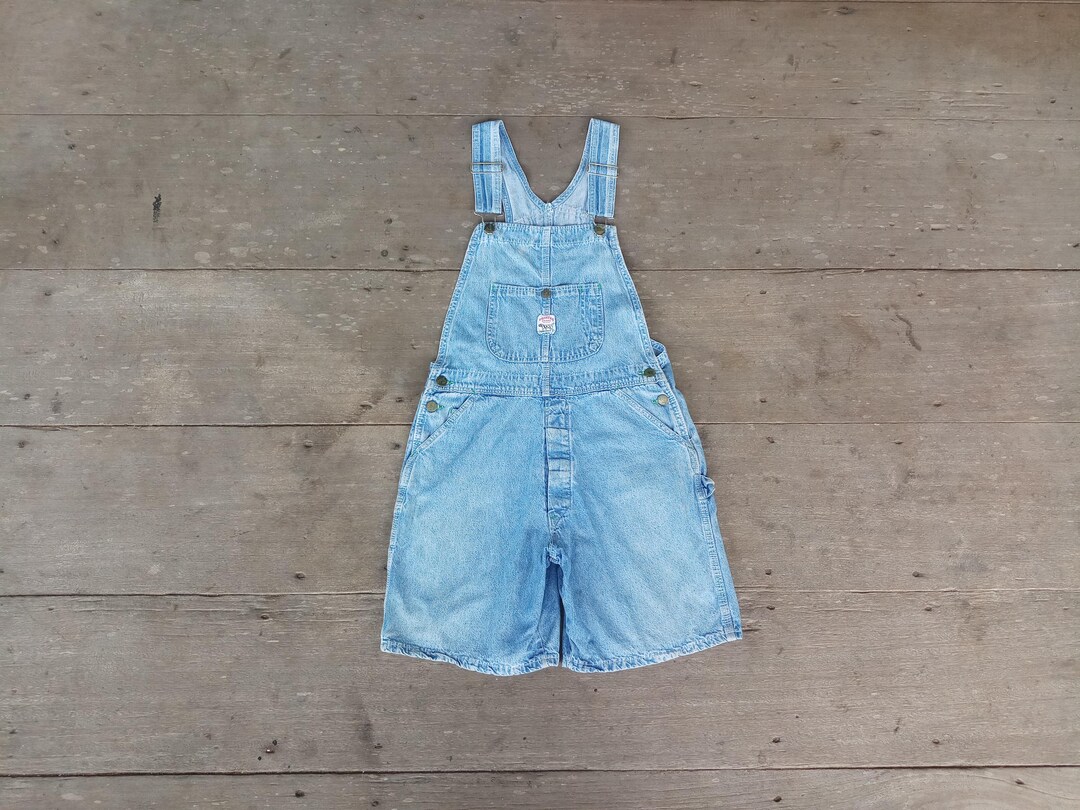 Vintage 70s Pointer Brand Denim Overalls Shorts: Size XS-S W30