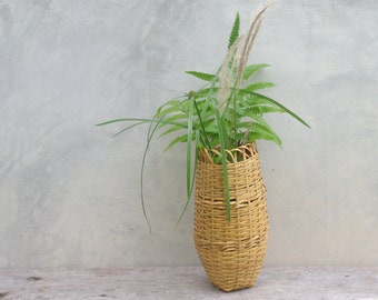 vintage ikebana vase,flower woven,vase  woven,ikebana vase japan, bamboo,wicker,bamboo woven,japanese bamboo Vase,Vase wood,vase decor