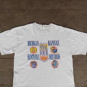 Vintage 1993 NCAA Final Four T-Shirt: Michigan, Kansas, Kentucky, North Carolina