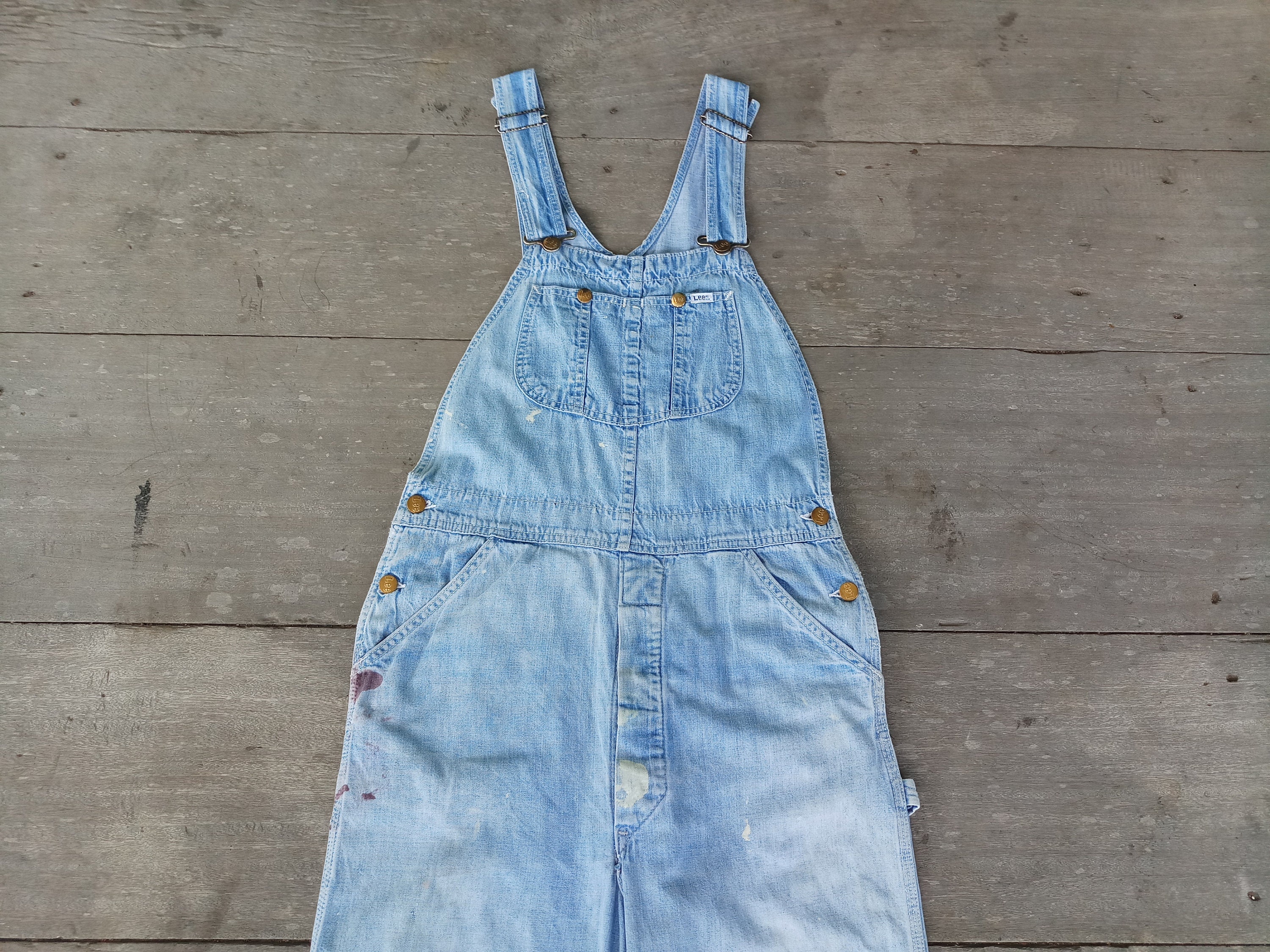 Distressed ,vintage LEE Overalls Size S Waist up W32 L30