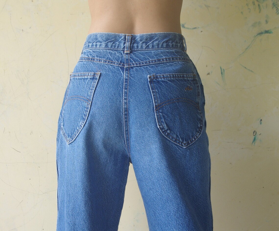 Faded vintage Chic Jeans W25 W26 High Waist blue Jeans - Etsy