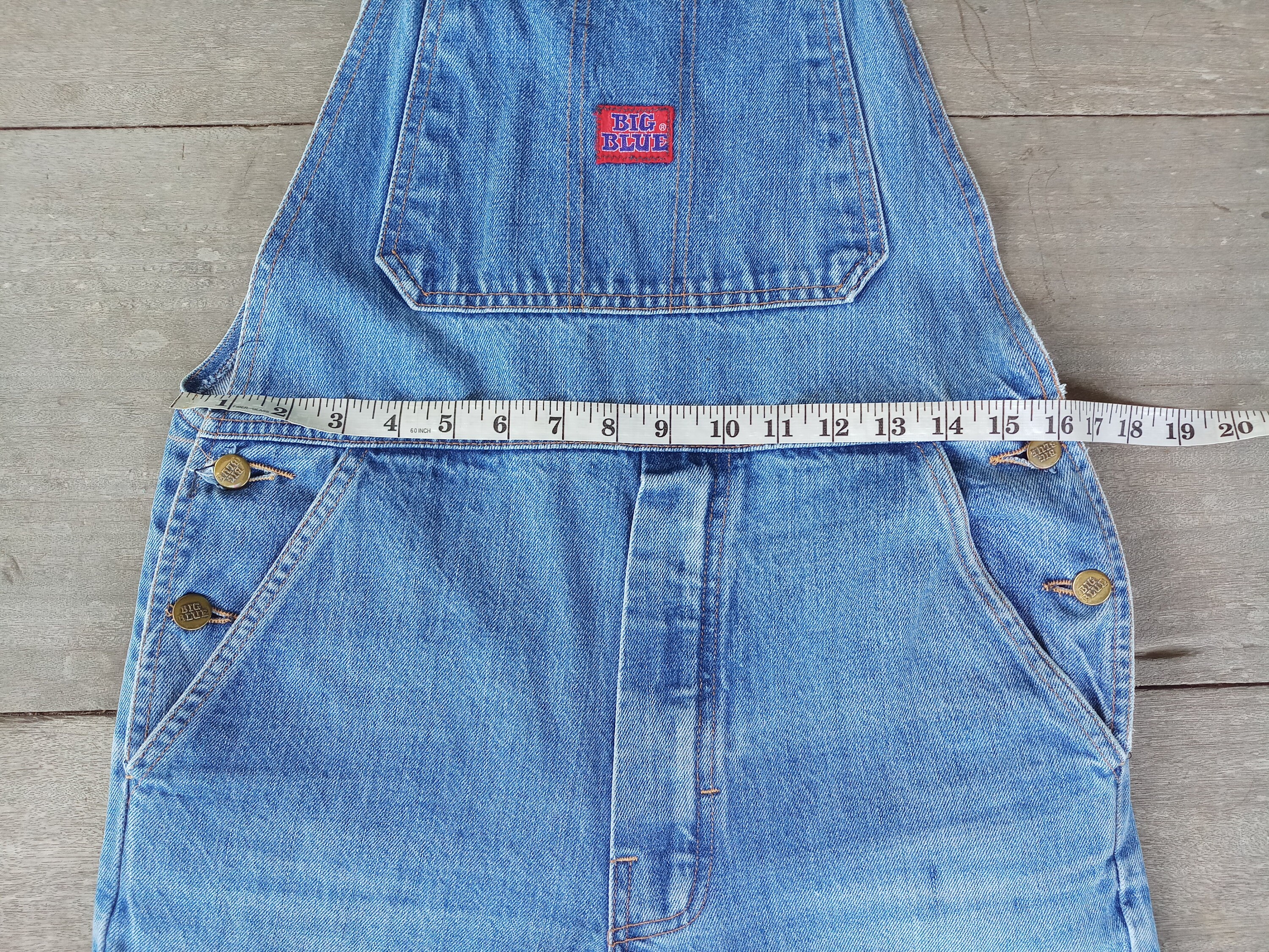 Vintage Big Blue Denim Overalls: 70s 80s Retro Style (W28