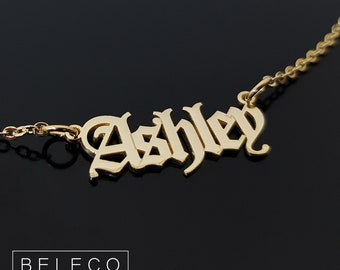 Old English Mexican Gold Name Necklace