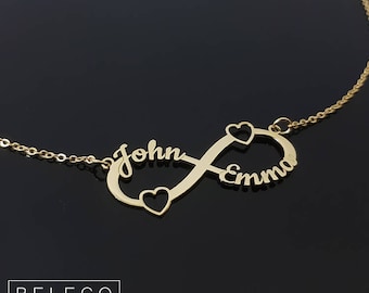 Personalized Infinity Necklace, Infinity Heart Necklace, Infinity Names Necklace, Names Nacklace, Infinity Necklace With Names, Infinity Jwe