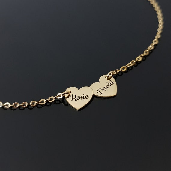engraved double heart necklace