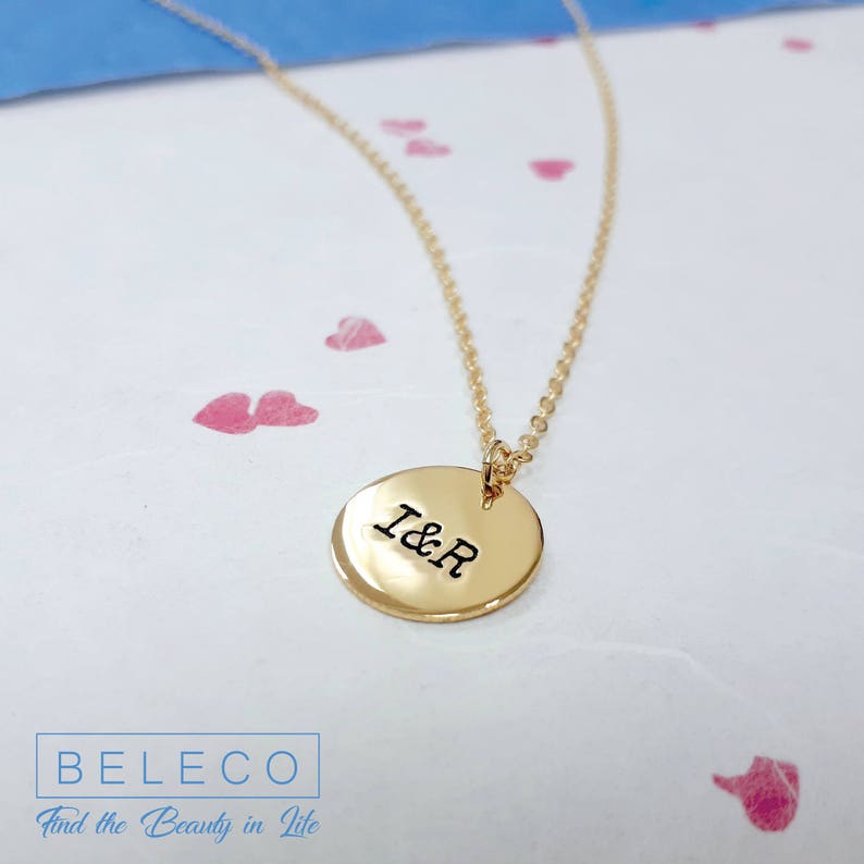 Initial Disc Necklace Customize Circle Necklace Personalised Circle Necklace Personalised Initial Necklace Customize Initial Necklace