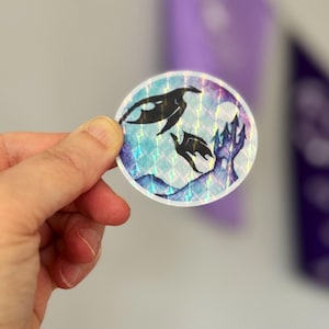Prismatic Dragon Vinyl Sticker: Watercolor Castle Art