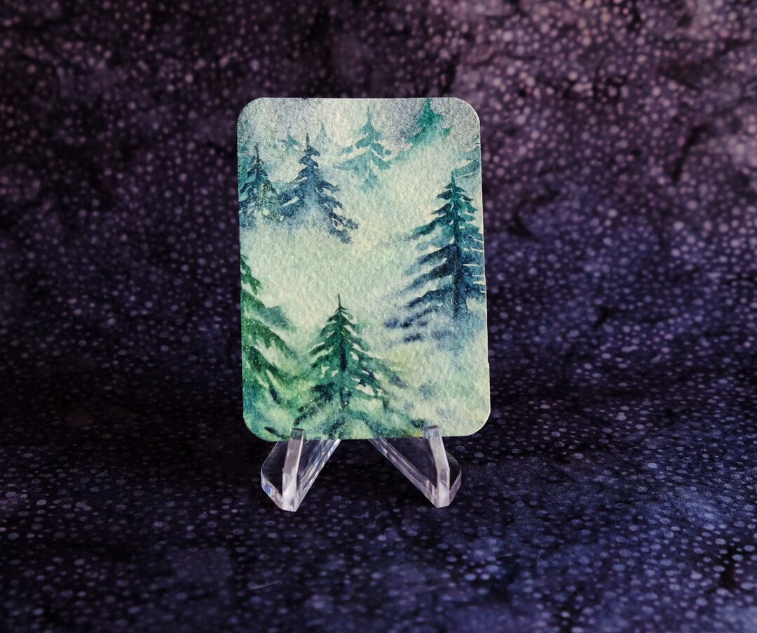 Watercolor Artist Trading Cards, Forest Card, Original Watercolor Art ...