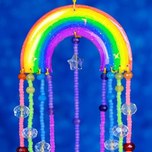 Handmade Rainbow Suncatcher: Gemstone Beads Window Decor