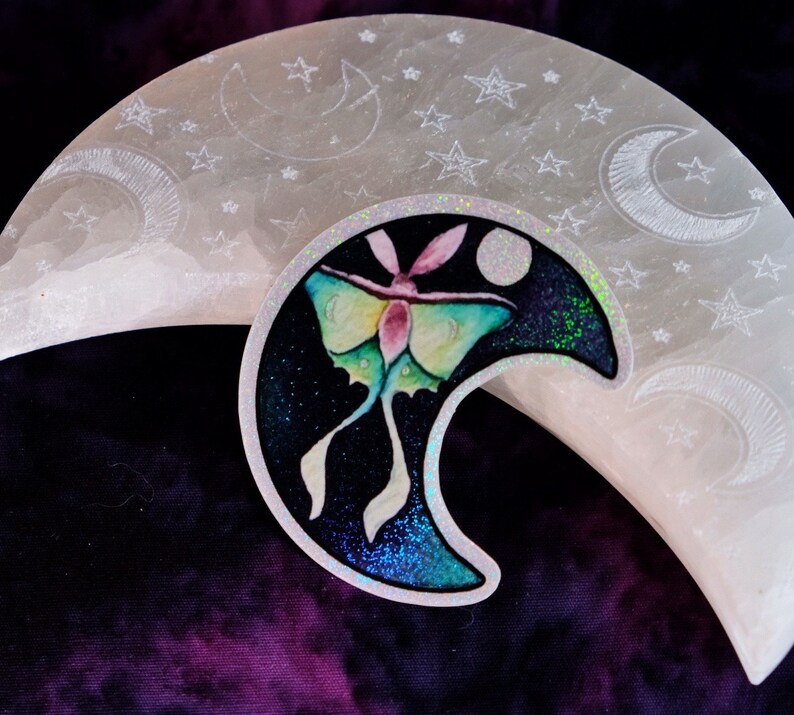 Moon Moth Sticker Luna Moth Sticker, Watercolor Art Sticker,witchy Art Sticker, Moth ...