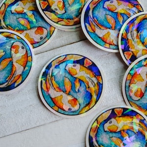Koi fish sticker, watercolor art sticker, koi fish art sticker, koi pond sticker, watercolor koi art, sticker art, handmade painting sticker
