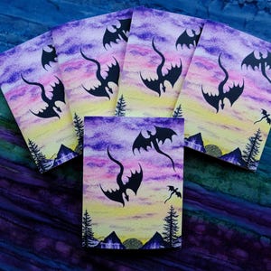 Cartes de voeux imprimées dragon, carte de voeux imprimée art, carte de voeux art dragon vierge, carte de voeux art dragon, carte d'art aquarelle