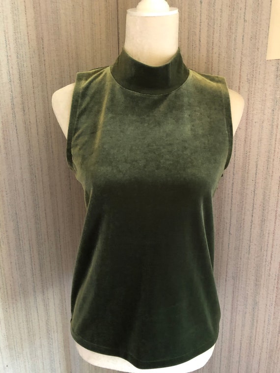 Women’s Vintage 90s Green Velvet Sleeveless Turtle