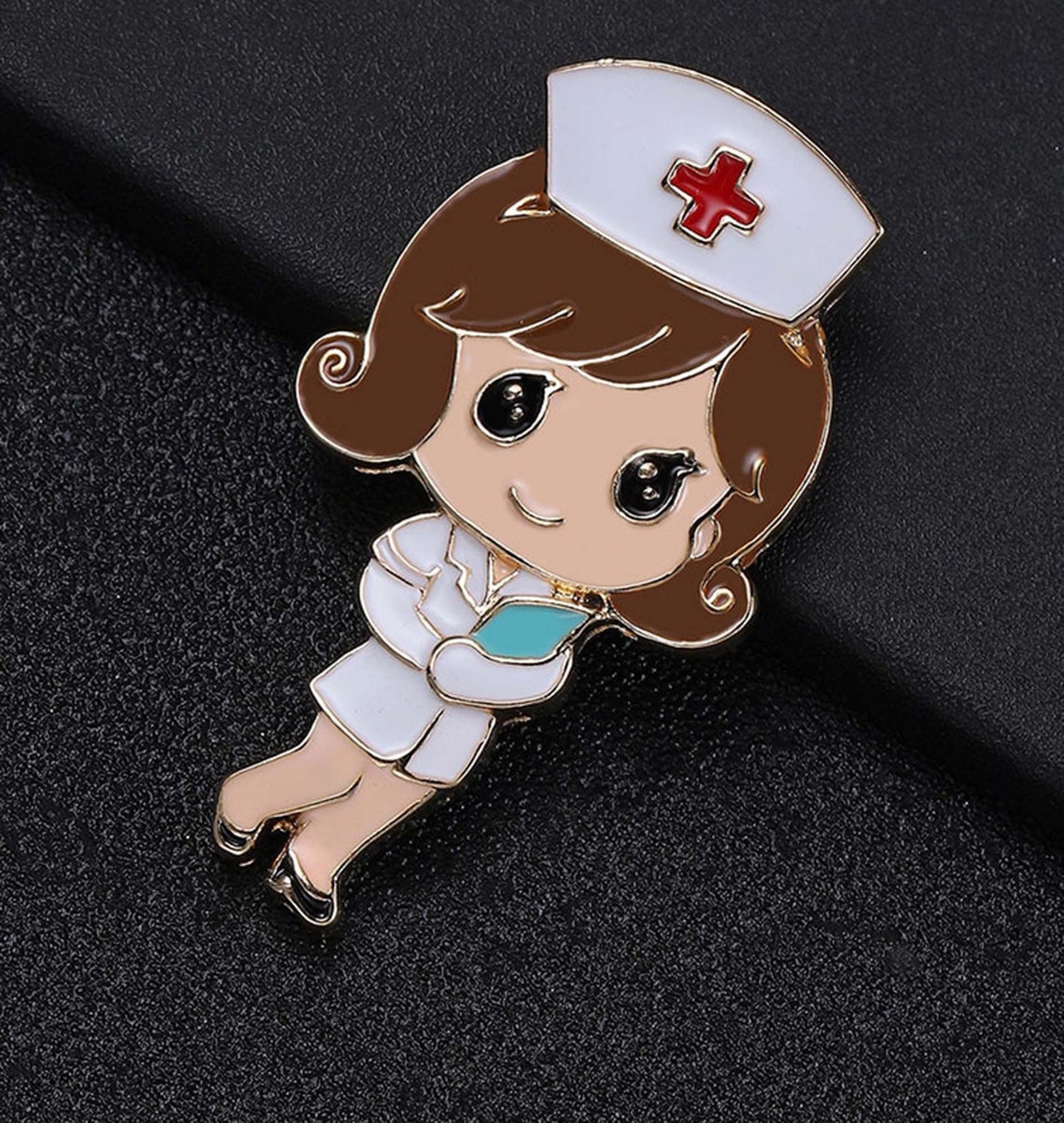 Nurse Pin Nurse Brooch Enamel Metal Badge Cute Gift Medical Etsy