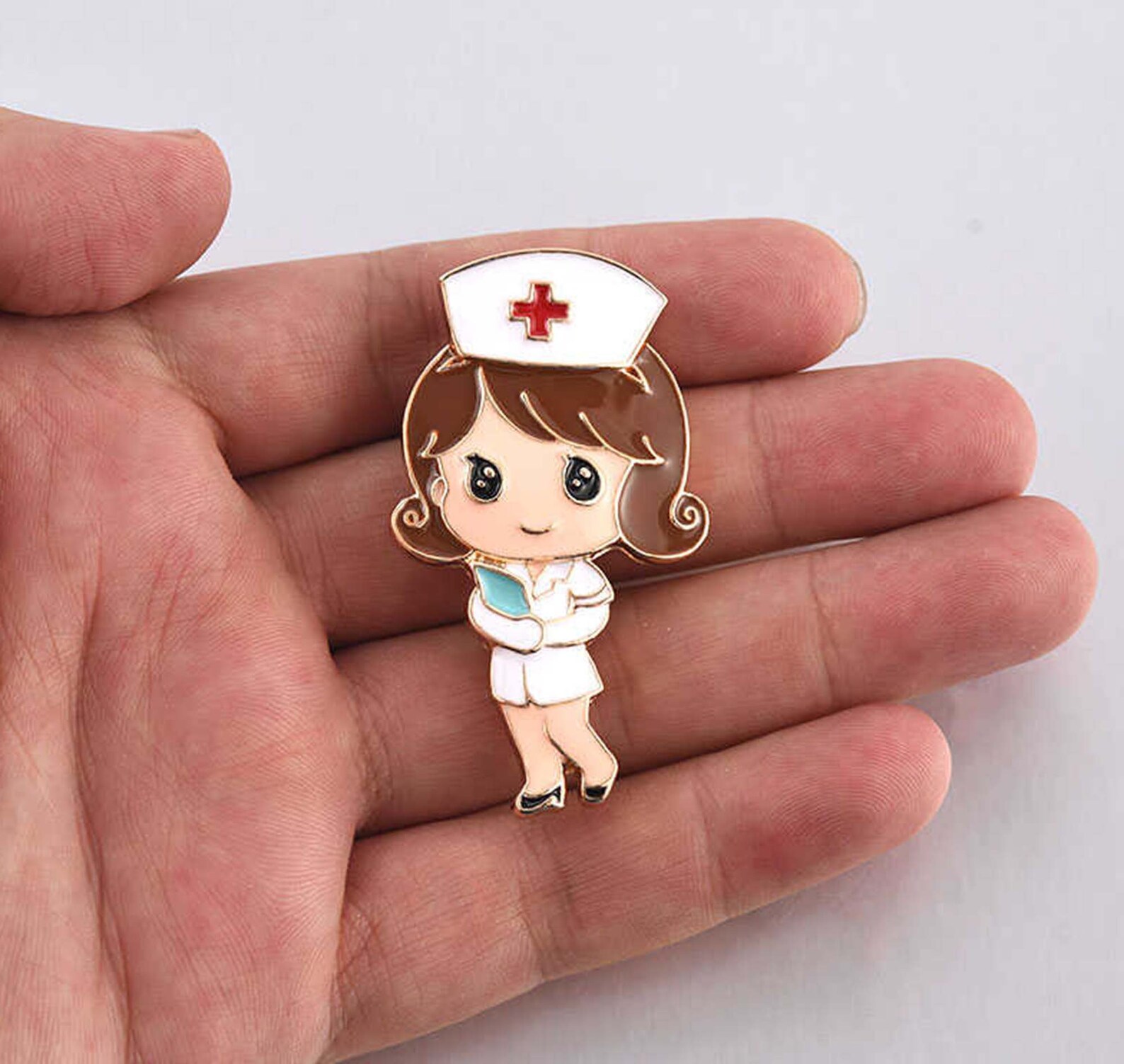 Nurse Pin Nurse Brooch Enamel Metal Badge Cute Gift Medical Etsy