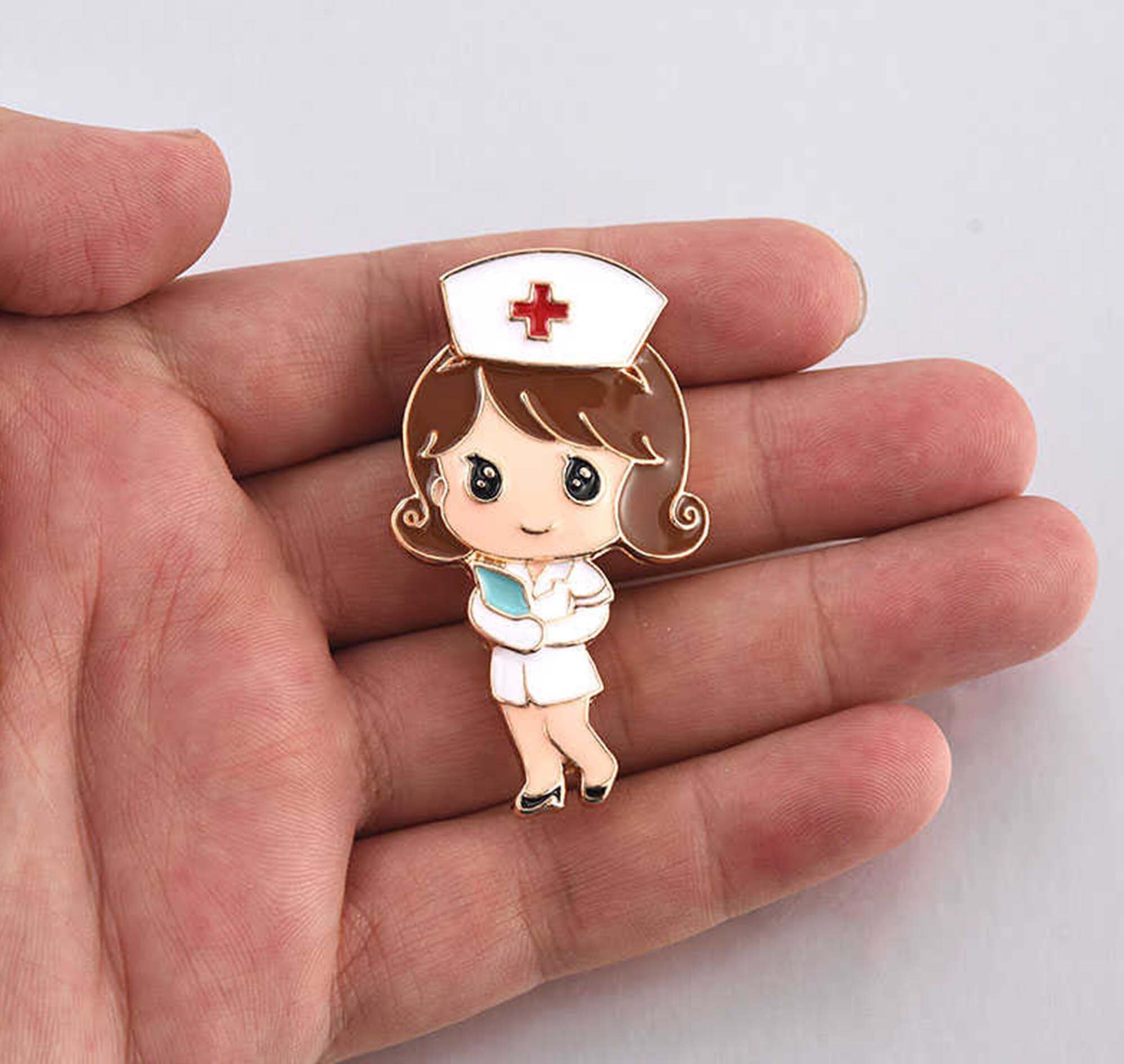 Nurse Pin Nurse Brooch Enamel Metal Badge Cute Gift Medical Etsy