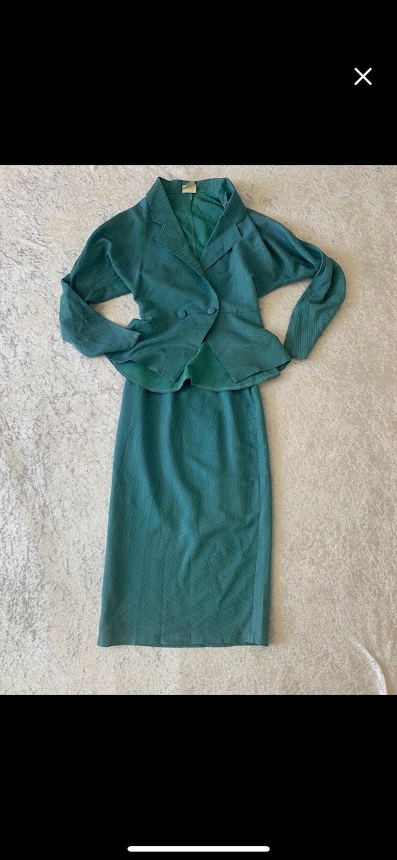 turquoise 1980s does 1940s power dressing skirt an