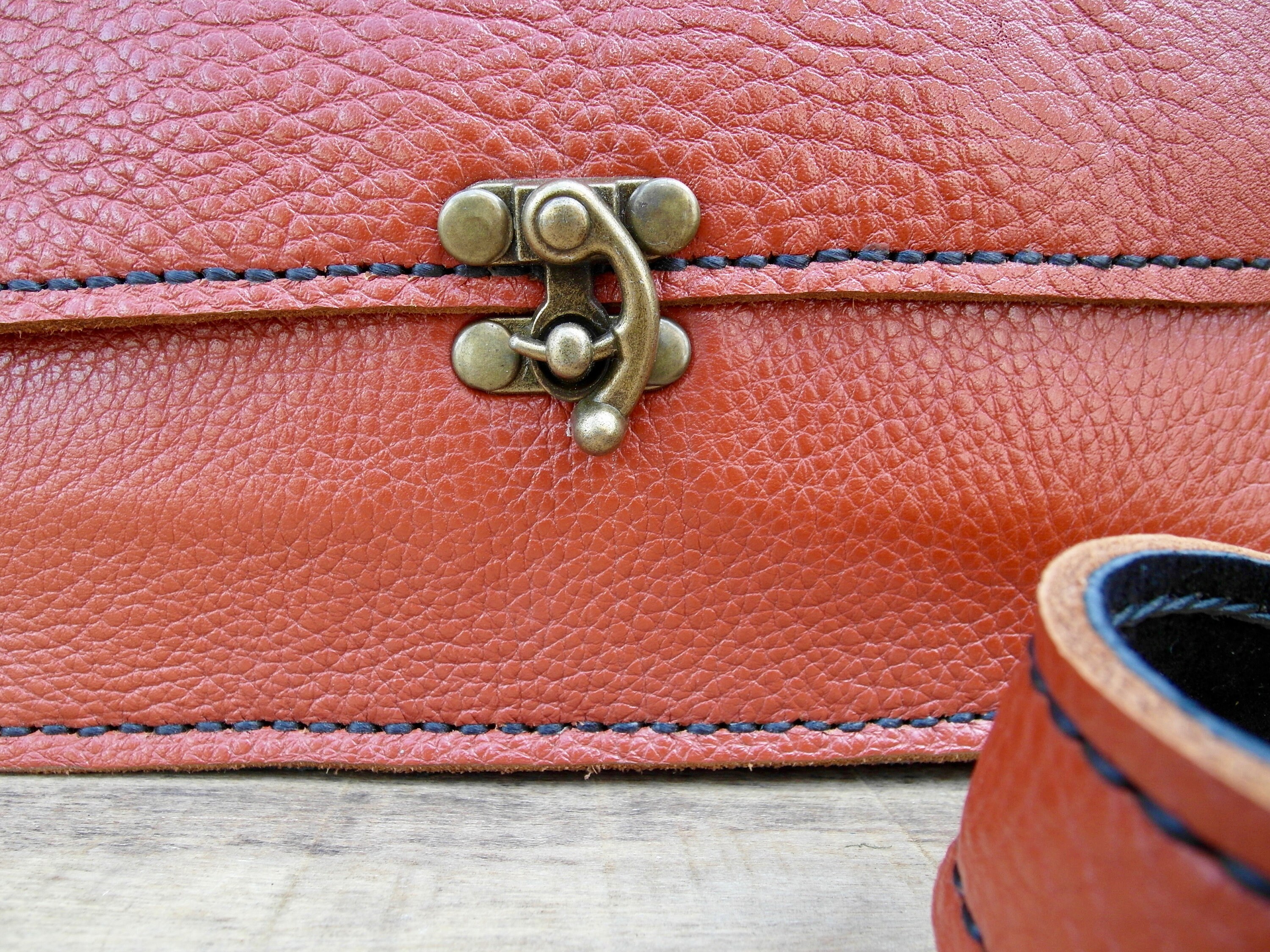 Handmade Red Leather Bag 25x19x4cm with Zipper Pocket Plain Etsy