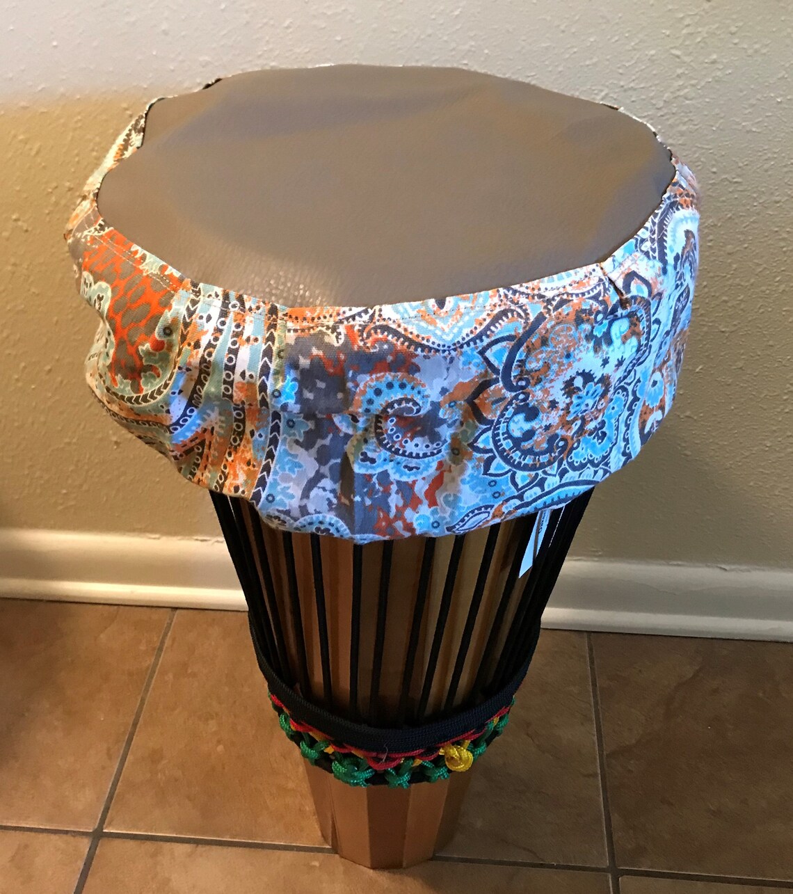 Paisley Print Vinyl Top Hand Drum Cover Etsy