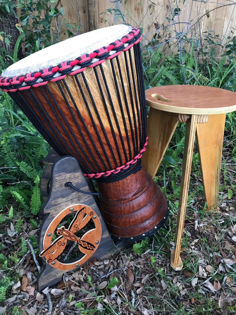 Dragonfly Djembe Sitting Model Stand African Hand Drum Stand Etsy