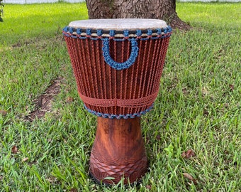 Sunset and Blugandy Full Size Djembe Ivory Coast  Iroko wood  African Hand Drum