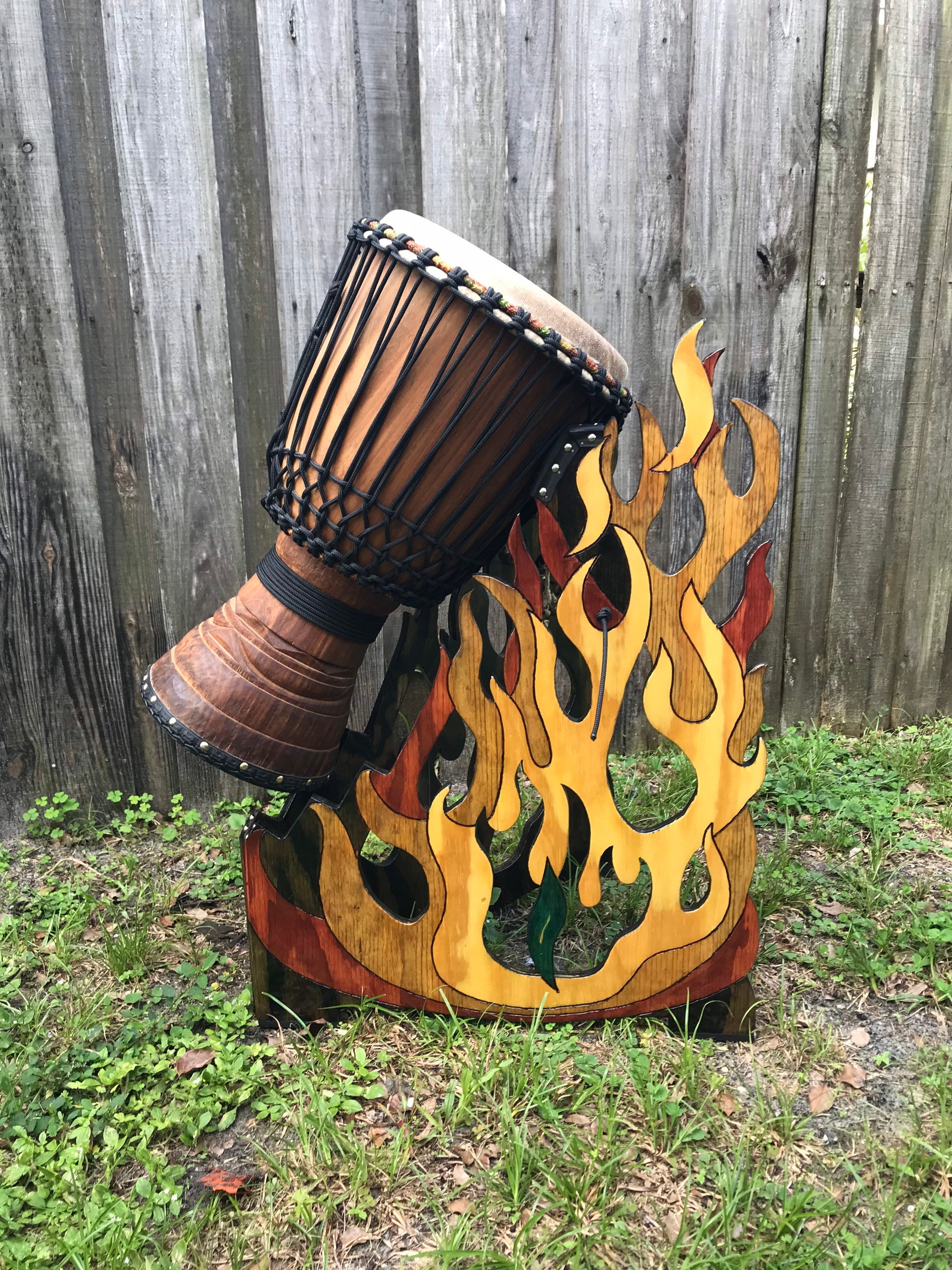 Flames Djembe Stand Upright Drum Stand Etsy