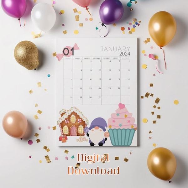2025 Gnome Wall Calendar Etsy