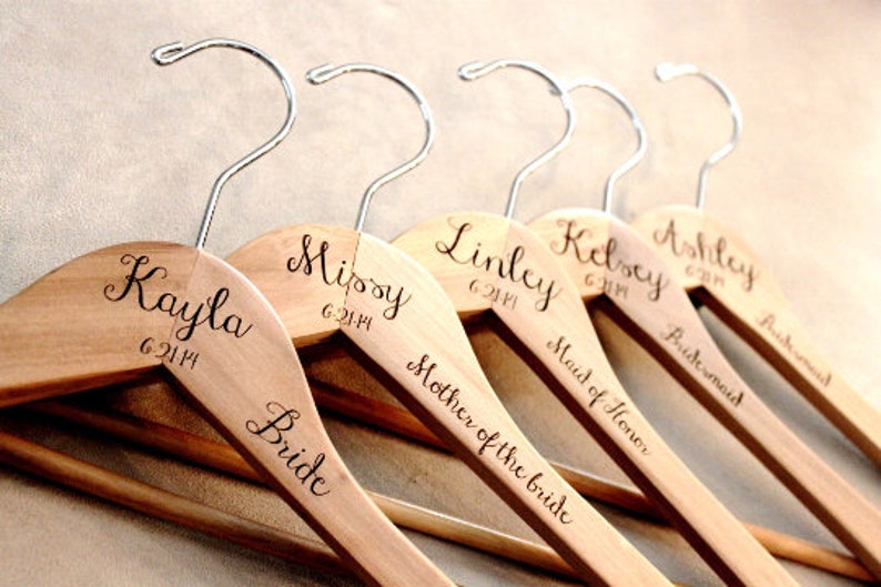 Engraved Wooden Wedding Hangers With Font Options Etsy