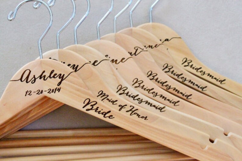 Engraved Wooden Wedding Hangers With Font Options Etsy
