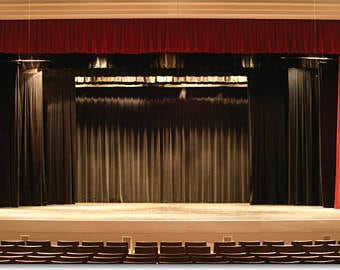 9 H x 15 W Non-FR Red Curtain/Stage Backdrop/Partition 