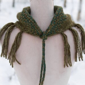 LAST ONE Extra soft handwoven triangle scarf in forest green shades. image 10