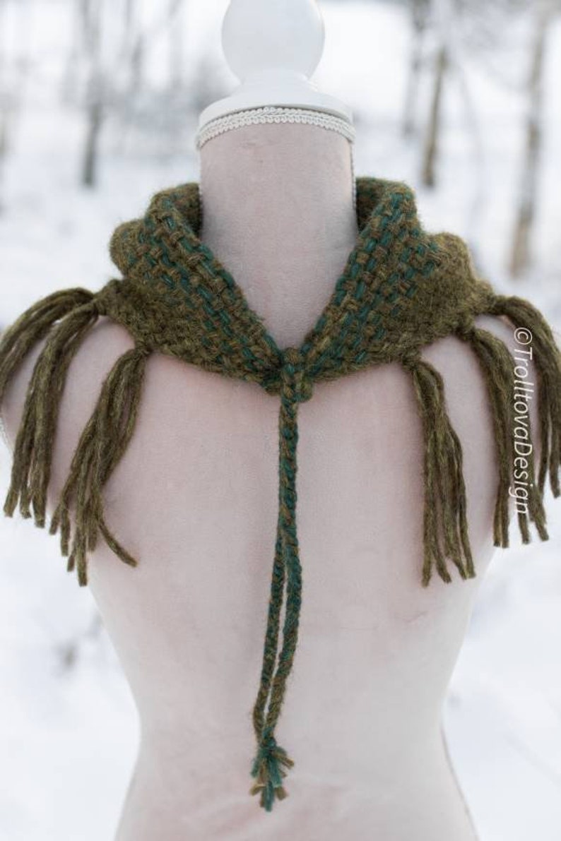 LAST ONE Extra soft handwoven triangle scarf in forest green shades. image 10