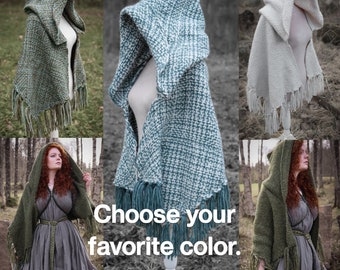 Custom-made handwoven, extra soft hooded shawl in the color of your choice. Please contact before purchase.