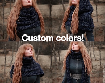 Custom-made extra long snood in the colors of your choice. Handwoven. Please contact before purchase.